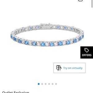 Swiss Blue Topaz and White Lab created Sapphire bracelet